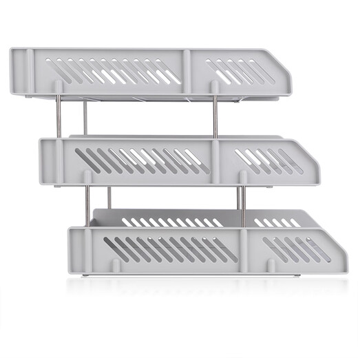 Three-layer hollow voucher storage file holder freely disassembled and assembled three-layer file disk/file frame/file rack horizontal storage rack storage rack office supplies Four layers of metal can be stacked Deli 9209 three-layer file holder (gray)