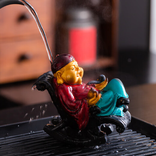 Leisure products, exquisite color-changing tea pet rocking chair ornaments, creative landlord old rich landlord landlord tea pet tea play kung fu tea set accessories, color-changing tea pet-landlord old fortune (orange) urine boy 2