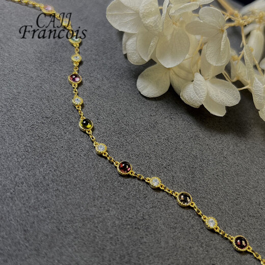 CAJJ Francois 1.90 carat tourmaline bracelet for women, natural colored gems, jewelry gemstones, 925 silver inlay, tourmaline bracelet