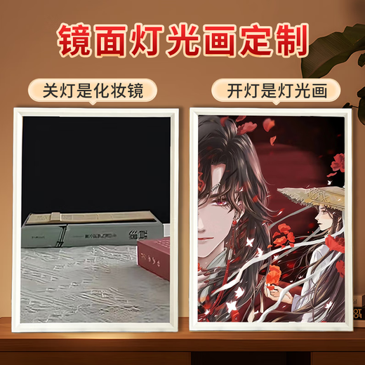 Tianguan segne Spiegel Beleuchtung Malerei Nachtlicht benutzerdefinierte Fotorahmen glühende Malerei Douyin xie Lian kreative Ornamente Geschenk 3519 Tianguan-Anhaltspiegel White Frame 16.5*21 Plug-inmodell