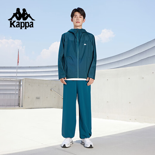 卡帕（Kappa）背靠背防泼水防风衣户外运动外套男连帽夹克休闲上衣潮 青藤绿-3937 XL