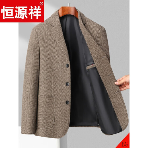 Hengyuanxiang-Anzug Herren Herumn Casual Wollanzug Herrenjacke mittleren Alters 2023 Herbst und Winter Neues Produkt Woolen Tide Khaki 2305K 3xl empfohlen 160-175jin [Jin gleich 0,5 kg]