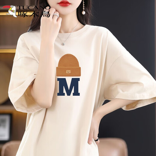 
Woodpecker pure cotton short-sleeved T-shirt for women 2025 summer new mid-length style to make them look slimming and cover their butt 200 Jin [Jin equals 0.5 kg] Fat mm loose top trendy 078-Apricot color-G1661 blue coffee 2XL [145-175 Jin [Jin equals 0.5 kg]]
