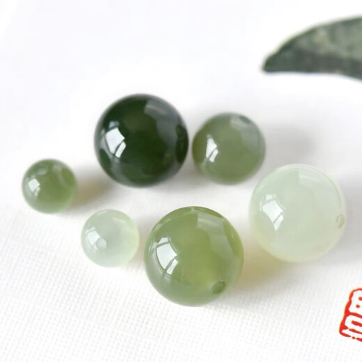 Golden Magnolia Fragrance Hetian Jade Clear Water Loose Beads Bracelet Jade Beads Bracelet Beads DIY Single Bead Bead Accessories Jewelry Separate Beads Round Beads 6mm Ice Clear Green Hetian Jade Beads