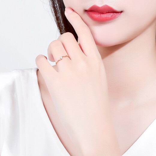 Saturday Fortune (ZLF) 18k gold diamond ring for women rose gold fashionable eye-catching single diamond ripple ring diamond ring T 12
