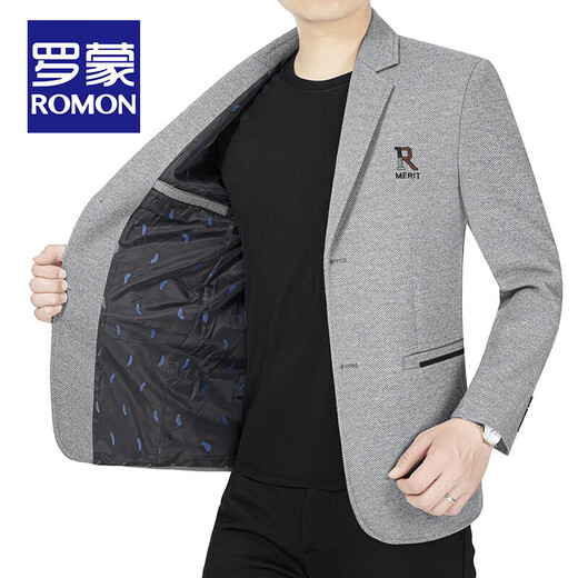 ROMON spring and autumn casual suit men's new business British style single suit for young and middle-aged men's casual suit jacket for men 8020 light brown color 180/XL size