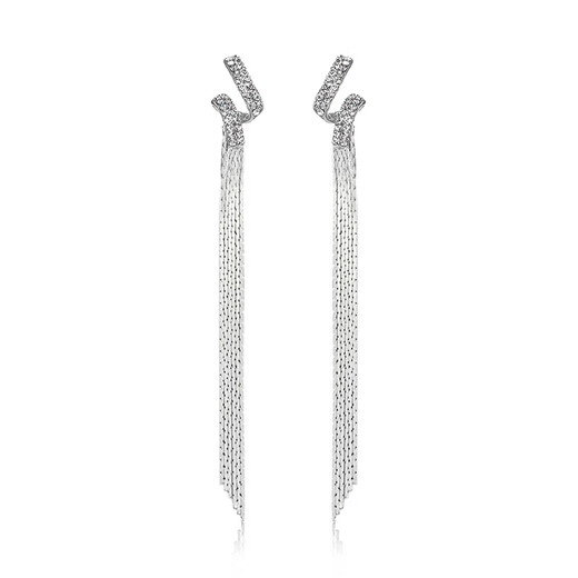 Qlady temperament tassel earrings women's fashion long simple 925 silver needle light luxury dress earrings birthday gift