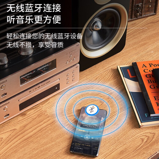 山水（SANSUI） M2胆机CD/DVD组合音响桌面音响电子管功放发烧蓝牙HIFI高品质无损音箱 山水M2 HiFi碟机胆机套餐+木架