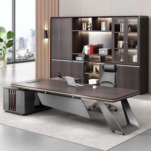 Light luxury boss desk office desk and chair combination, simple and modern leadership manager room furniture, president desk executive desk, including door-to-door installation 1.8 meters#Boss table