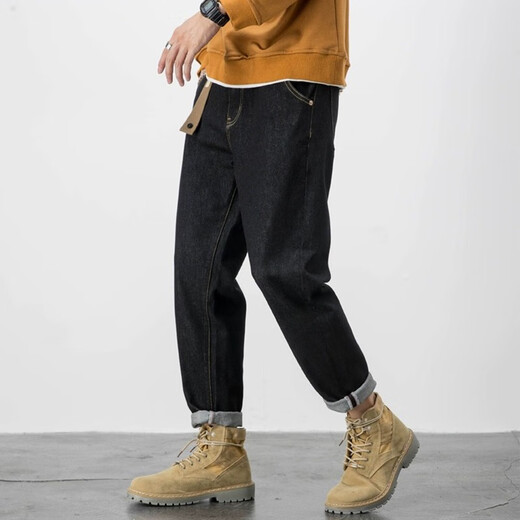 Jeanswest (Jeanswest) jeans men's spring and summer loose straight stretch cone-shaped large size Harun casual black trousers men's black 42 220-240jin [Jin is equal to 0.5 kg]