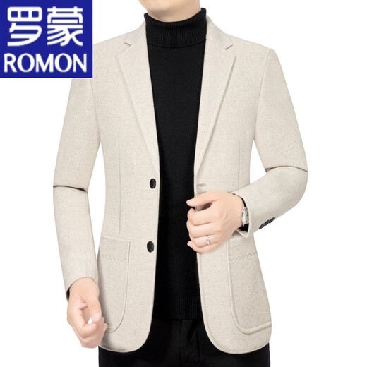 ROMON woolen suit jacket for middle-aged men 2023 autumn and winter new men's formal fit casual suit black 170/M recommended 95-120Jin Jin equals 0.5 kg