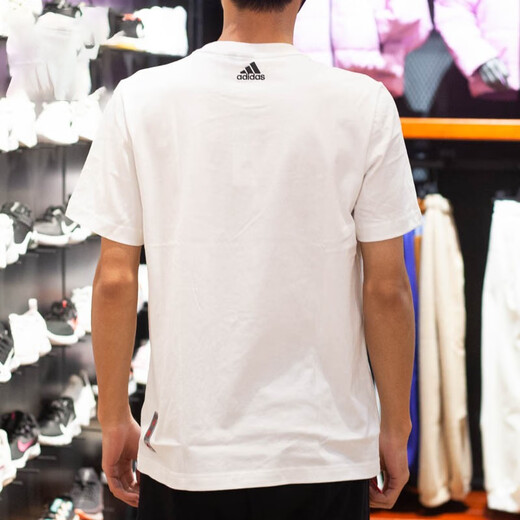 阿迪达斯 （adidas）短袖T恤男士夏季新款运动服针织透气休闲上衣学生圆领上衣HI3291 HI3291白色棉 XL