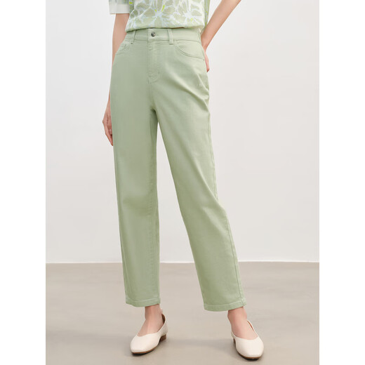 Juzui (Juzui) Centro comercial de compras los mismos jeans elásticos cónicos simples casuales para la primavera femenina JZEC12102 Light Green S