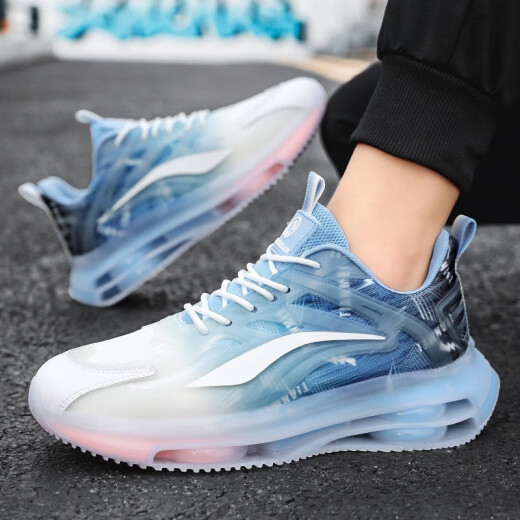 GUQIAN men's shoes autumn and winter new sports and leisure running air cushion shock-absorbing junior high school students heightening dad trendy shoes men's sky blue 41
