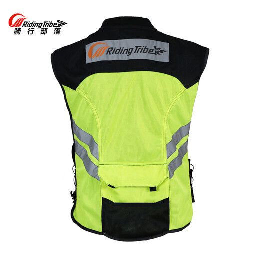 RidingTribe Cycling Tribe Motorcycle Reflective Vest Men's Fluorescent Summer Motorcycle Riding Suit Safety Vest Custom Printed Fluorescent Green Night Reflective/Mesh Breathable Not M
