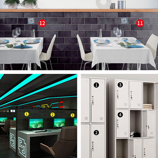 Jinguluo PVC waterproof number stickers, table number contest player number 10CM number stickers, numbers 1-12, 2 sets