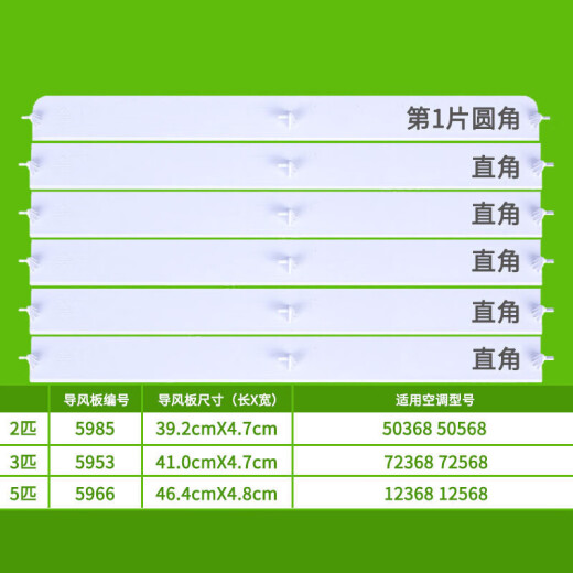 第鑫全新原装格力空调柜机导风板2P3P5P清新风上下扫风叶片摆叶配件 3匹悦风3883(整套5片)