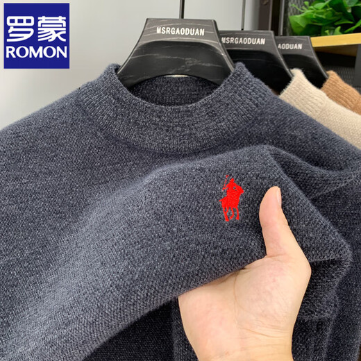 Romon (Romon) Integrierter Samt-Männerpullover plus Samt verdickte Herbst- und Winter-Jugendrunde Hals Pullover warm gestricktes Basishemd Beige [verdickt] Samt 180/2xl [Gewicht 150-170jin [Jin gleich 0,5 kg]]]
