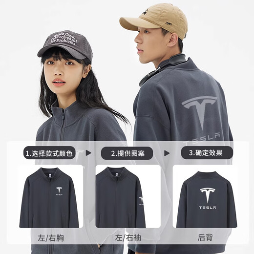 
Continue printing high-end stand-collar sweater work clothes custom printing logo autumn and winter 4S store jacket corporate group clothing workwear embroidery WY-9901 velvet sweater dark night gray M