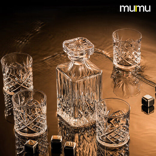 MUMU high-end European whiskey wine cup lead-free glass wineware household spirits bottle set combination 2 pieces