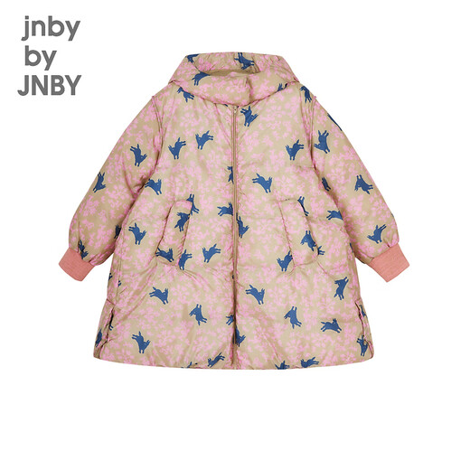 
jnby by JNBY Jiangnan cloth children's clothing winter down jacket jumping rabbit thickened hooded medium length style boys, girls and children 1NBC13691 690 miscellaneous powder 150 cm