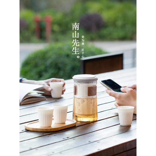 Mr. Nanshan Sometimes Kuai Ke Cup Portable Travel Tea Set Portable Kung Fu Tea Set Small Set One Pot Three Cups Sometimes Kuai Ke Cup (Zen Style White)