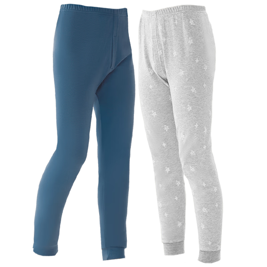 Catman 100% cotton + 2 pack children's long johns, boys' autumn and winter woolen pants, warm pajamas for middle-aged and older children during the baby's development period