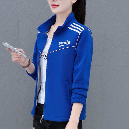 NY-EMMA抓绒衣外套女秋冬新款时尚百搭休闲开衫卫衣加绒保暖运动上衣 681粉色(加绒款) 3XL(建议140-155斤)