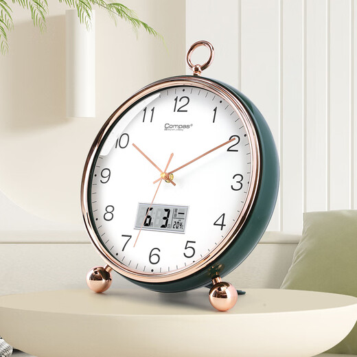 Kangbas simple table clock living room bedroom study desktop clock 2025 creative fashion desk clock calendar quartz clock 3476 dark green white (29 cm)