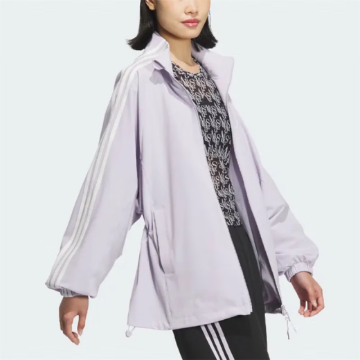 
Adidas Clover Jacket Women's Spring 2025 New Loose Casual Sportswear Stand Collar Woven Windproof Jacket JI9767 Purple M