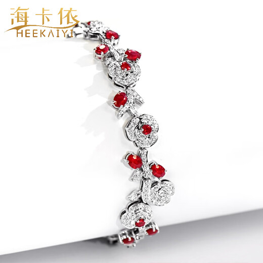 Haikai Bracelet Women's Ruby Bracelet Luxury Jewelry Chinese Valentine's Day Birthday Gift for Wife and Girlfriend 3.4 Carat Pigeon Blood Ruby Bracelet