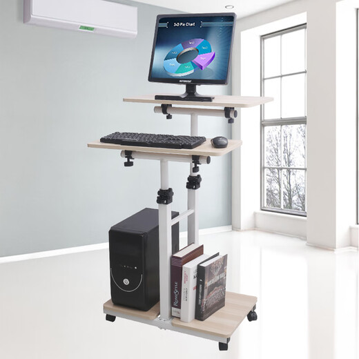 可调节高度的电脑桌床边升降电脑桌站立式笔记本电脑台移动床边 756E枫木15