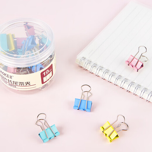 Baoke long tail clip dovetail clip color ticket clip Large medium size small ticket metal storage artifact Organize documents and test papers and tickets fixed books 19mm color long tail clip [40 pieces] small BC1365 1 cylinder []