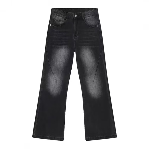 7 excellent products Micro-flare jeans for men in autumn new American high street casual loose straight slim long pants for men regular HCFS-2030 black gray L