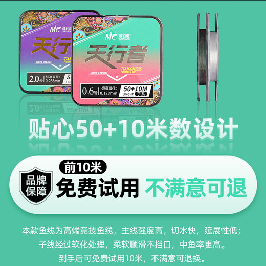 Jiadiani new imported fishing line main line sub-line fishing line soft nylon fishing line invisible line strong tension line Skywalker fishing line (sub-line) sub-line 60 meters No. 1.5