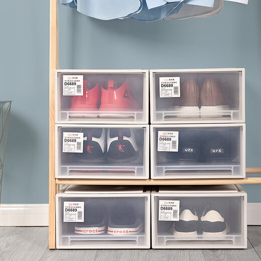 Yangyangyu installation-free shoe box plastic transparent drawer-type storage box can be stacked for home dormitory dust-proof shoe storage box, transparent D type (width 28*depth 36*height 16.6)