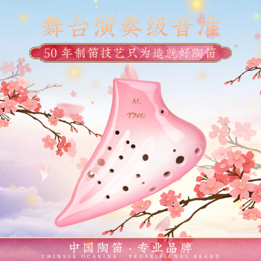 TNG陶笛 复管陶笛三管陶笛中音初学入门演奏釉色银河陶笛 红色AC中音C