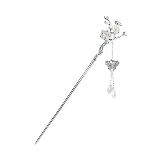 Twelve Flower God Hairpin 925 Silver Hairpin Women's Ancient Style Chinese Cheongsam Hanfu Hairpin Butterfly Tassel Hairpin October Hibiscus Gift Box