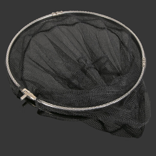 DiaoLongWang stainless steel net rod, fishing net head, folding fish net bag, fishing gear net, fishing net accessories, net head, black fine eye, 50cm
