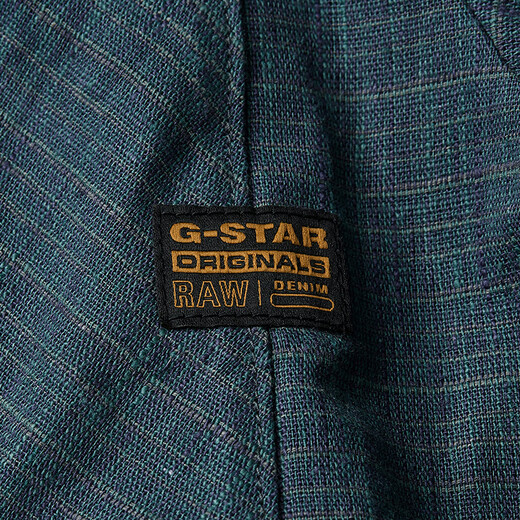 G-STAR RAW时尚男士夏季男高端易打理亚麻短袖衬衫格子休闲外套潮流D24299 复古靛蓝彩虹条纹 L