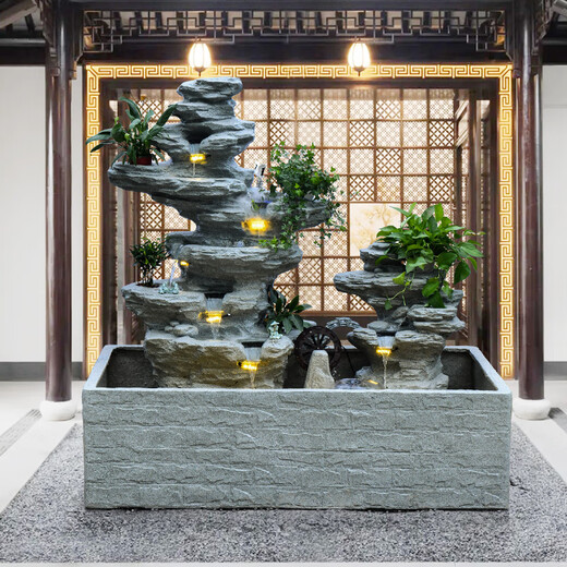 善水源大型假山喷泉流水摆件屏风隔断户外庭院水景办公室乔迁落地水幕墙 5052+5009大小山
