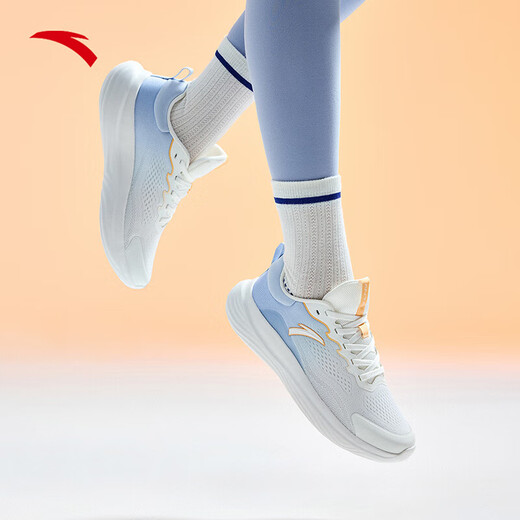 ANTA Women's Shoes Shenxing Lite丨Training Shoes for Women 2026 Spring Cushioning Anti-Slip Jogging Sports Shoes Commuting Hiking Shoes Paper White/Oxygen Blue-4 36.5