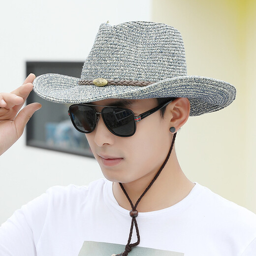 Baijichuan Hat Men's Summer Sun Hat Sun Protection Sun Hat Outdoor Fishing Hat Men's Korean Straw Hat Travel Beach Hat Khaki Belt Style One Size (58-60cm)