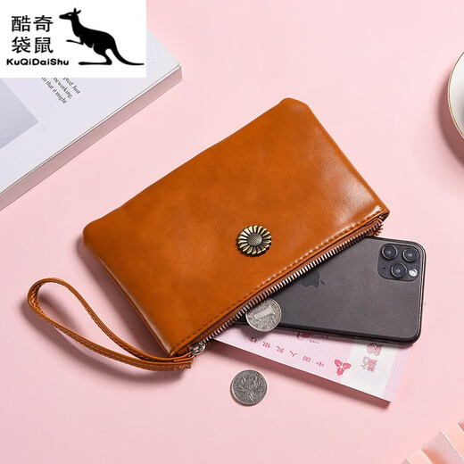 Bolsa de embrague Kuqidaishu Bolsa de almacenamiento de mujeres 2023 NUEVA Billetera Bolsa de teléfono móvil Long Women Bag de cuero suave y elegante Vino Rojo