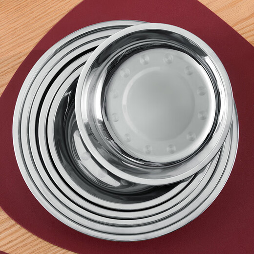 Camellia (CHAHUA) Zhenxiang stainless steel plate thickened round plate household dish plate dinner plate barbecue household small shallow plate 20 cm
