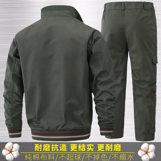 
Xijing Pure cotton thickened electric welding anti-scalding work clothes set for men and women Spring and Autumn Thickened wear-resistant camouflage clothing Electric welding labor protection clothing Pure cotton military green 681 set [top + pants] 180/2XL (145-155Jin [Jin equals 0.5 kg])