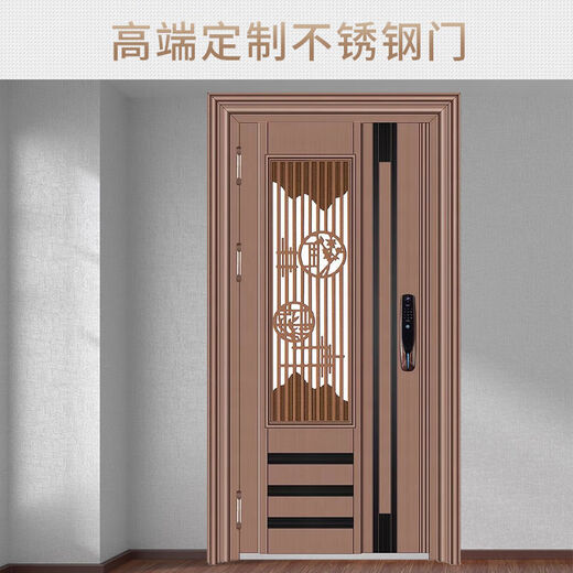 Qinkai Korean style door ventilation door 304 stainless steel single door thickened entry residential area single push-pull entry door security door style 7 201