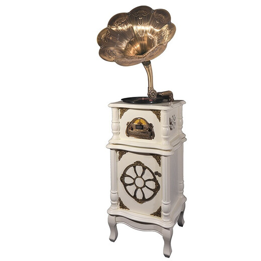 BLACKNOTE Jinmo gramophone retro living room European-style vinyl record player Bluetooth old-fashioned antique flow sound machine solid wood gramophone 206 white sliding door set