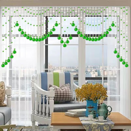 Shanye Bead Curtain Door Curtain Crystal Bead Curtain New Entrance Half Curtain Hanging Curtain Balcony No Punching Guest Restaurant Partition Curtain No Punching Big Red + Transparent Color 39 Standard Version Suitable for Width 1-1.3
