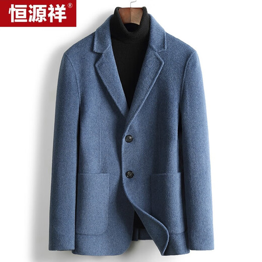 Hengyuanxiang double-sided wool coat men's autumn and winter middle-aged men's casual wool coat coat deep khaki 180